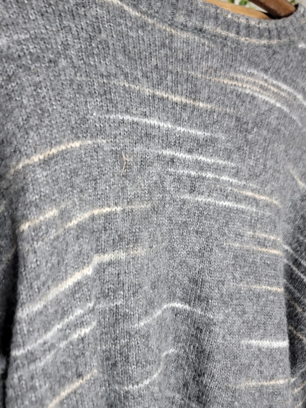 ANA XXL Gray Striped Slouchy Sweater Oversized Boho Coastal Grandmother Pullover - Picture 6 of 7